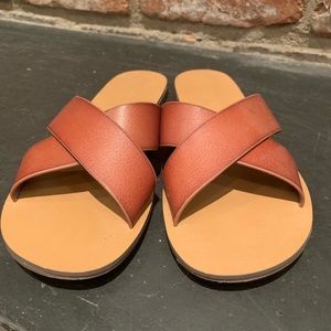 J. Crew Factory Brown Leather Sandals